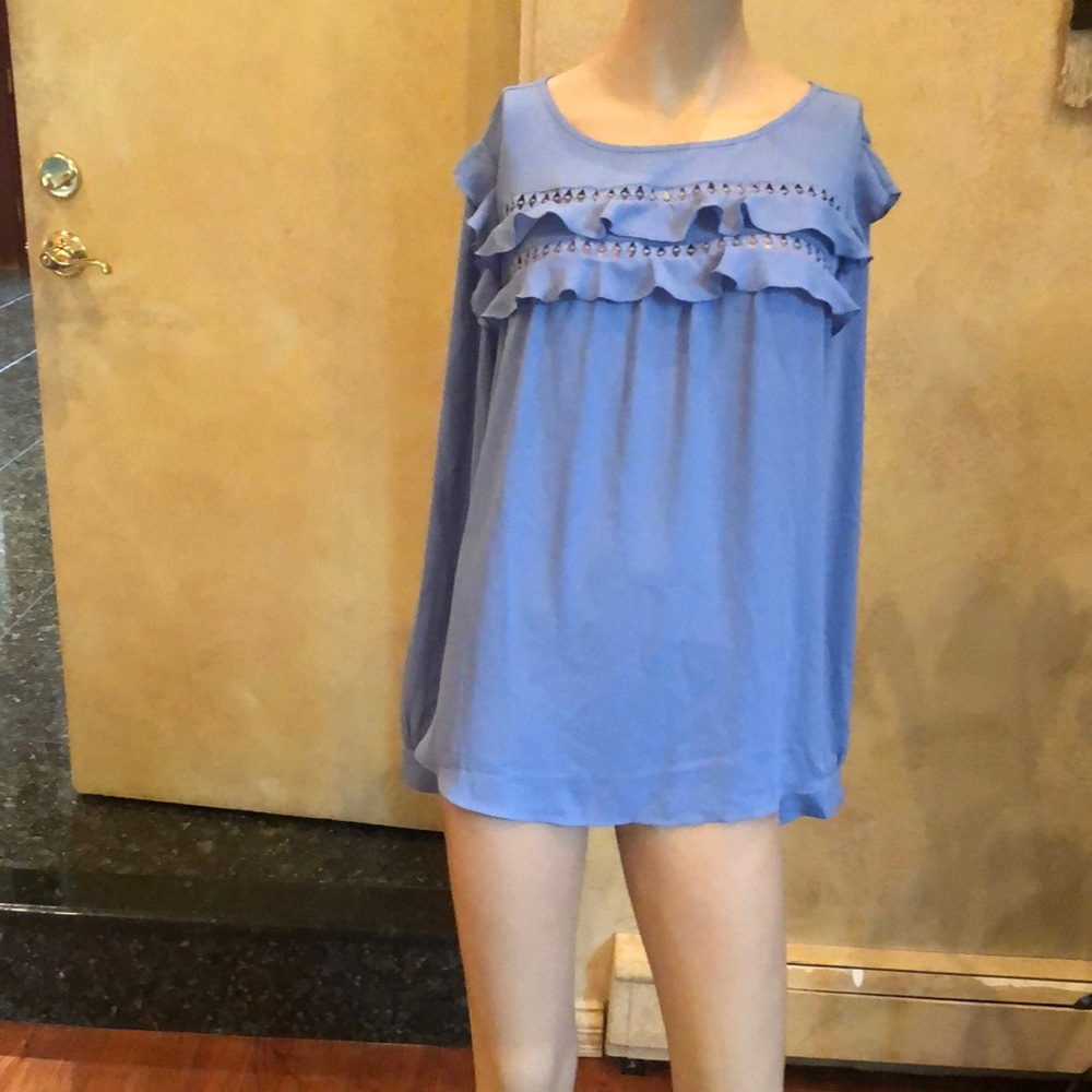 LOFT Blue Ruffled Women's Top